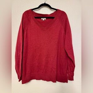 Lucky Brand Women's V-Neck Sweater in dark red